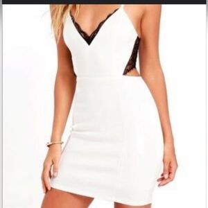 LUSH white dress with a black lace back